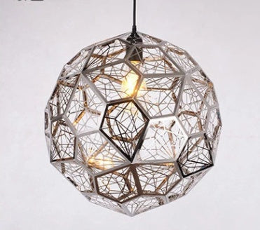 Modern Stainless Steel Polyhedron Diamond Ball Chandelier