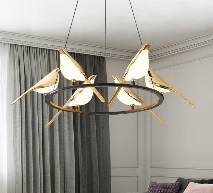 Nordic Minimalist Bird Art Chandelier