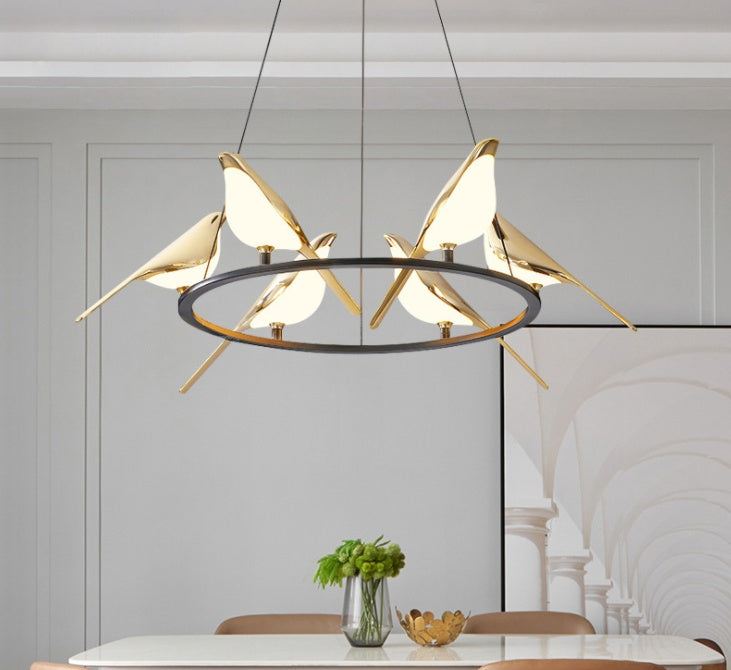 Nordic Minimalist Bird Art Chandelier