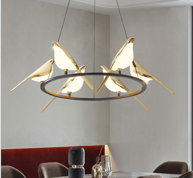 Nordic Minimalist Bird Art Chandelier