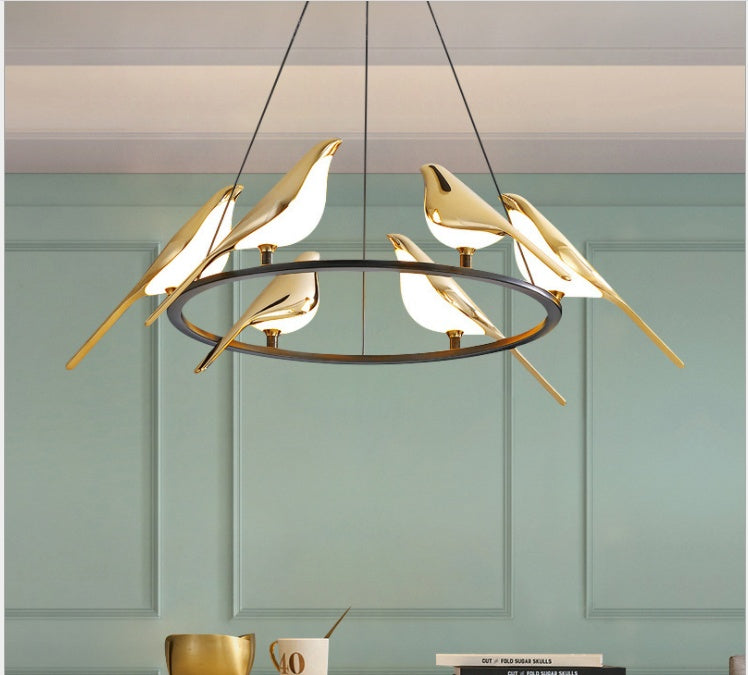 Nordic Minimalist Bird Art Chandelier