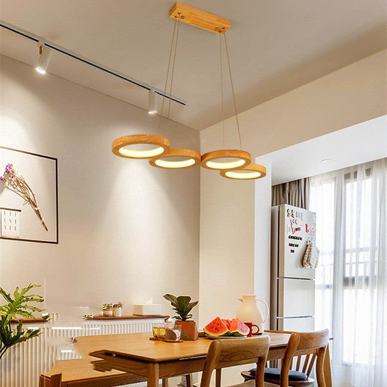 Modern Solid Wood Pendant Circle Chandelier