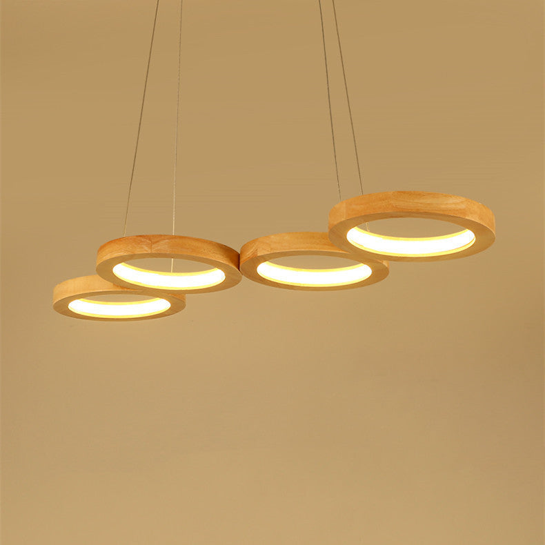 Modern Solid Wood Pendant Circle Chandelier