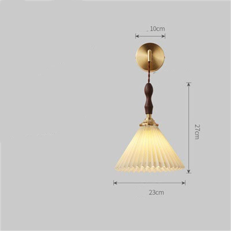 Brass Retro Japanese Single Pleated Walnut Chandelier