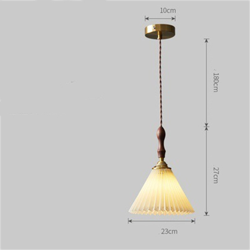 Brass Retro Japanese Single Pleated Walnut Chandelier