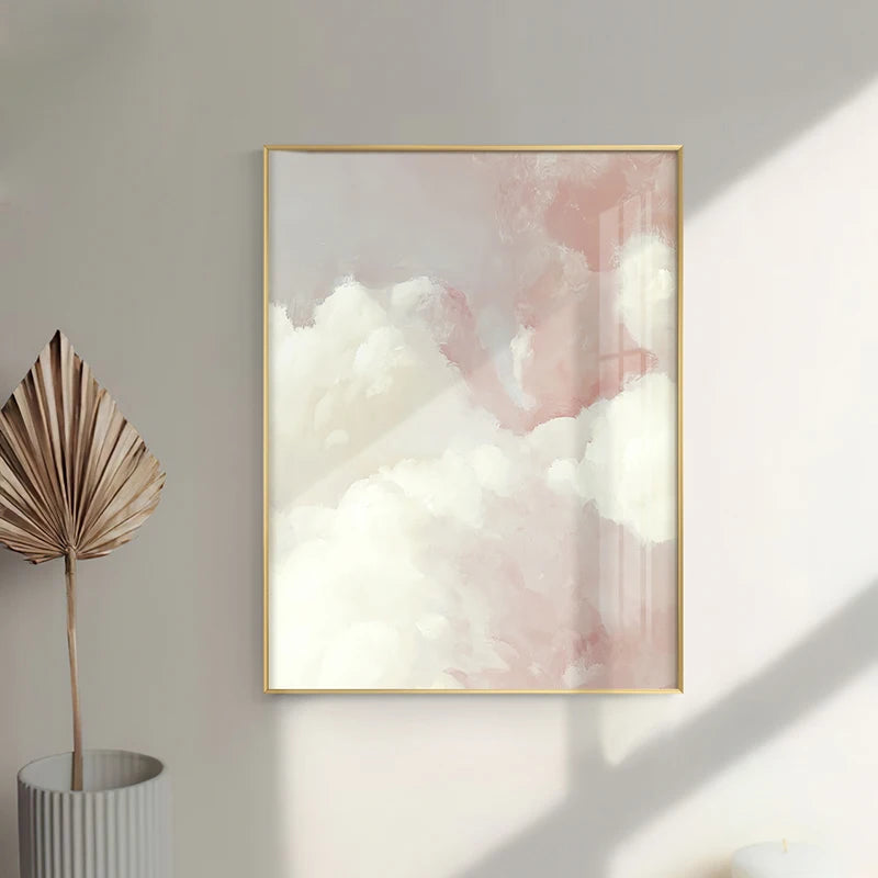 Scandinavian Nordic Style Canvas Poster Room Decor Aesthetic Blue Sky White Clouds Wall Picture Paintings Interior  Home