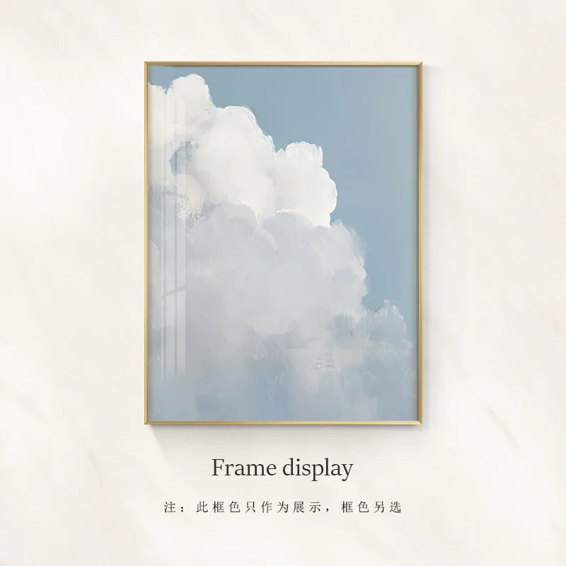 Scandinavian Nordic Style Canvas Poster Room Decor Aesthetic Blue Sky White Clouds Wall Picture Paintings Interior  Home
