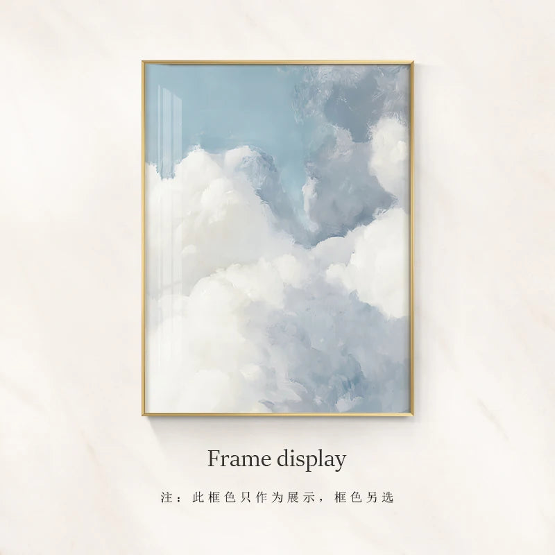 Scandinavian Nordic Style Canvas Poster Room Decor Aesthetic Blue Sky White Clouds Wall Picture Paintings Interior  Home