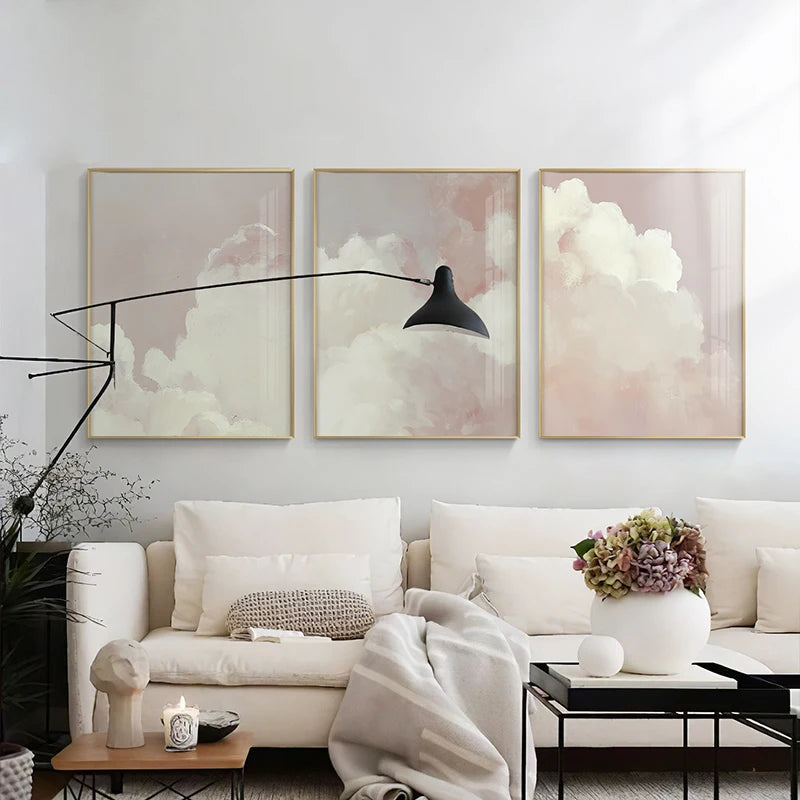 Scandinavian Nordic Style Canvas Poster Room Decor Aesthetic Blue Sky White Clouds Wall Picture Paintings Interior  Home