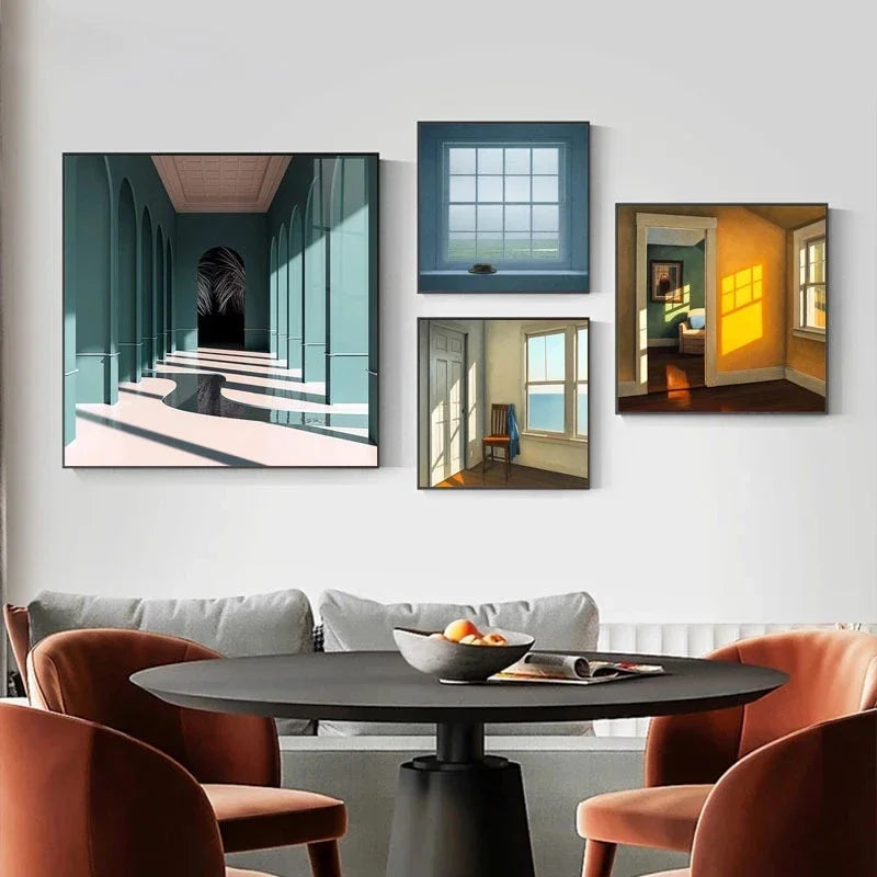 Nordic Window Outside Landscape Canvas Painting Print Scenery Interior Wall Art Poster Canvas Picture for Home Decoration