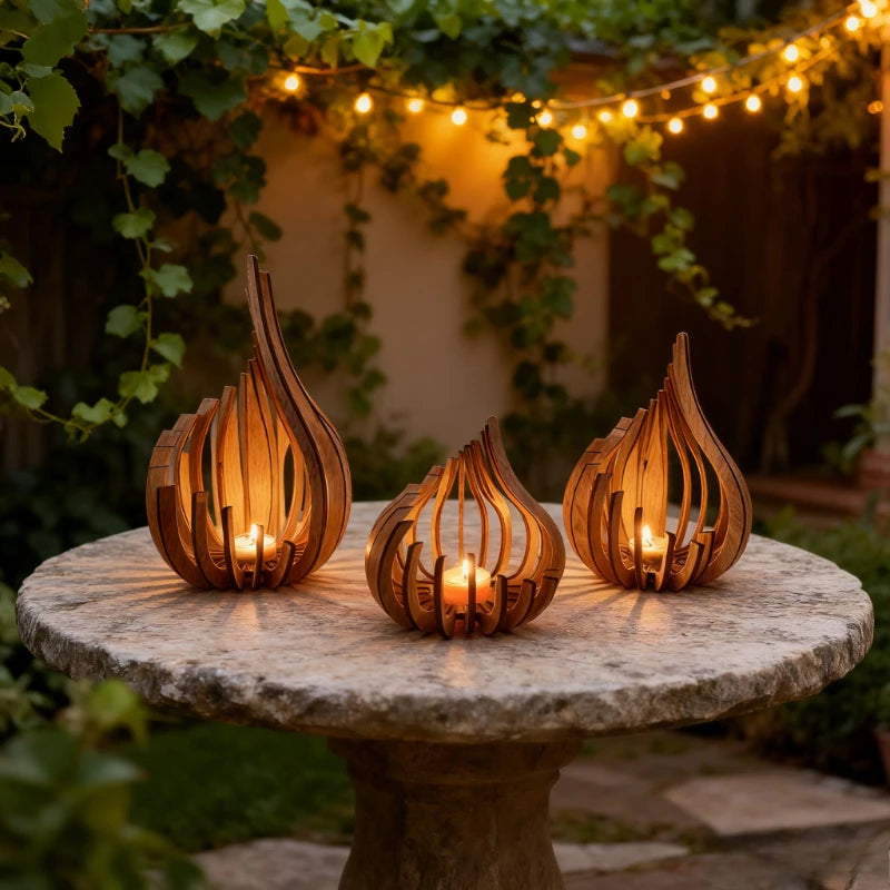 Handmade Candle Holder Made of Wooden DIY Artwork. Holiday/desktop Decoration, Romantic Decoration for Candlelight Dinner