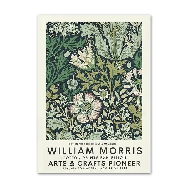 Nordic Canvas Painting Poster Aesthetics HD Print Wall Pictures William Morris Museum Series Vintage Living Room Decoration