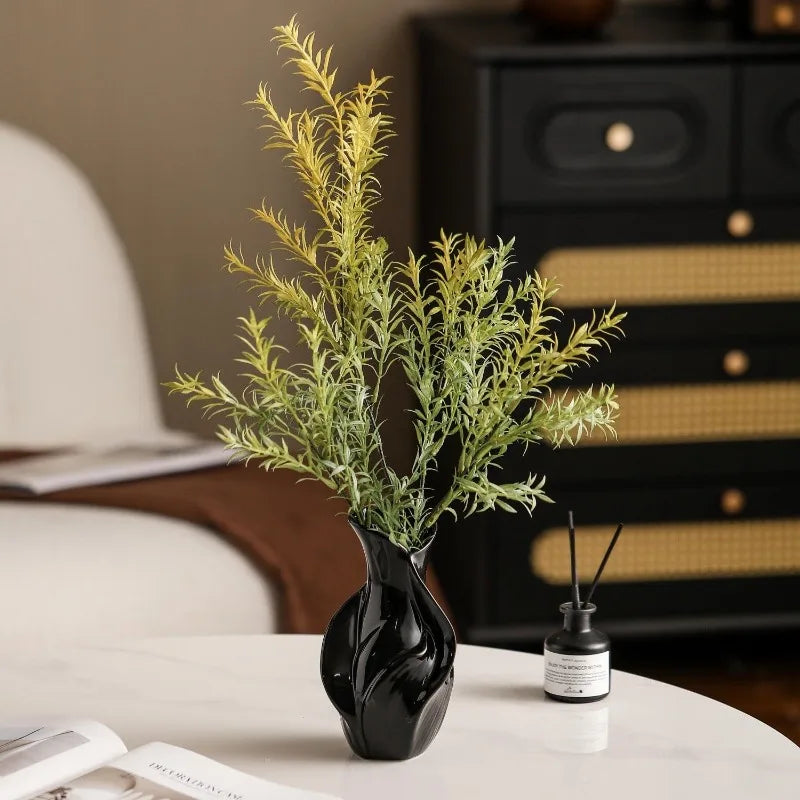 Nordic Ceramic Vase Abstract Grass Dried Real Flower Living Dinning Room Cabinet Office Desktop Decoration Gift