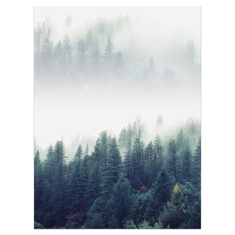 Nordic Style Forest Lanscape Wall Art Canvas Poster and Print Canvas Painting Decorative Picture for Living Room Home Decor