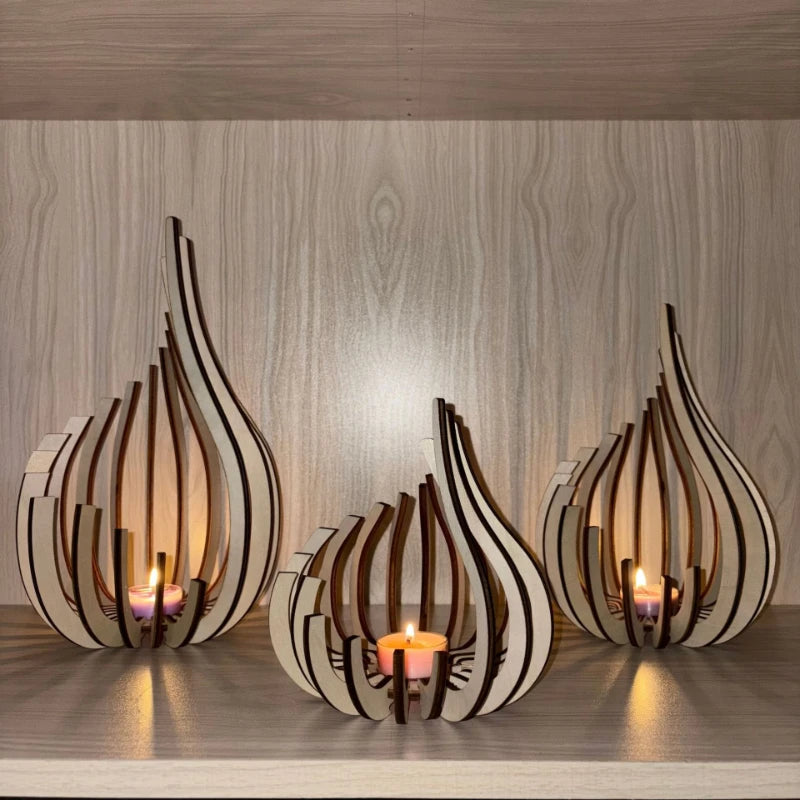 Handmade Candle Holder Made of Wooden DIY Artwork. Holiday/desktop Decoration, Romantic Decoration for Candlelight Dinner