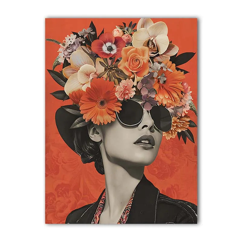 Nordic Wall Art Beautiful Woman & Flowers Vintage Canvas Painting Modern Style Poster Prints Bedroom Living Room Wall Decor