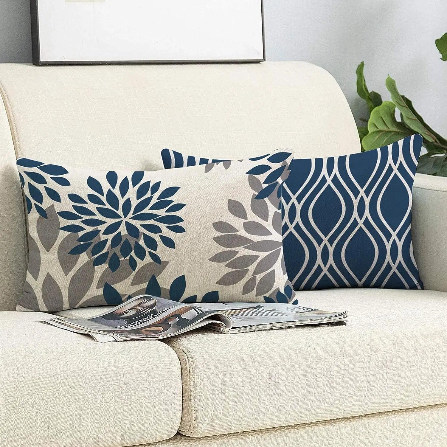 Linen Geometric Pillowcase 40x60cm Sofa Decoration Pillow Cover, Sofa Bedroom Furnishing Decoration Lumbar Cushion Cover