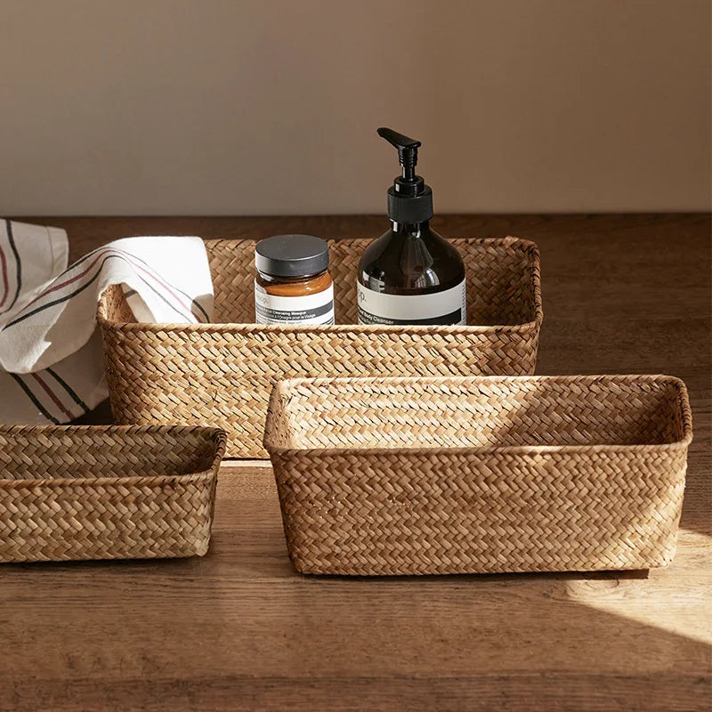 Storage Basket Handmade Woven Willow Storage Basket For Clothes Cosmetic Stationery Hairpins Jewelry Accessories