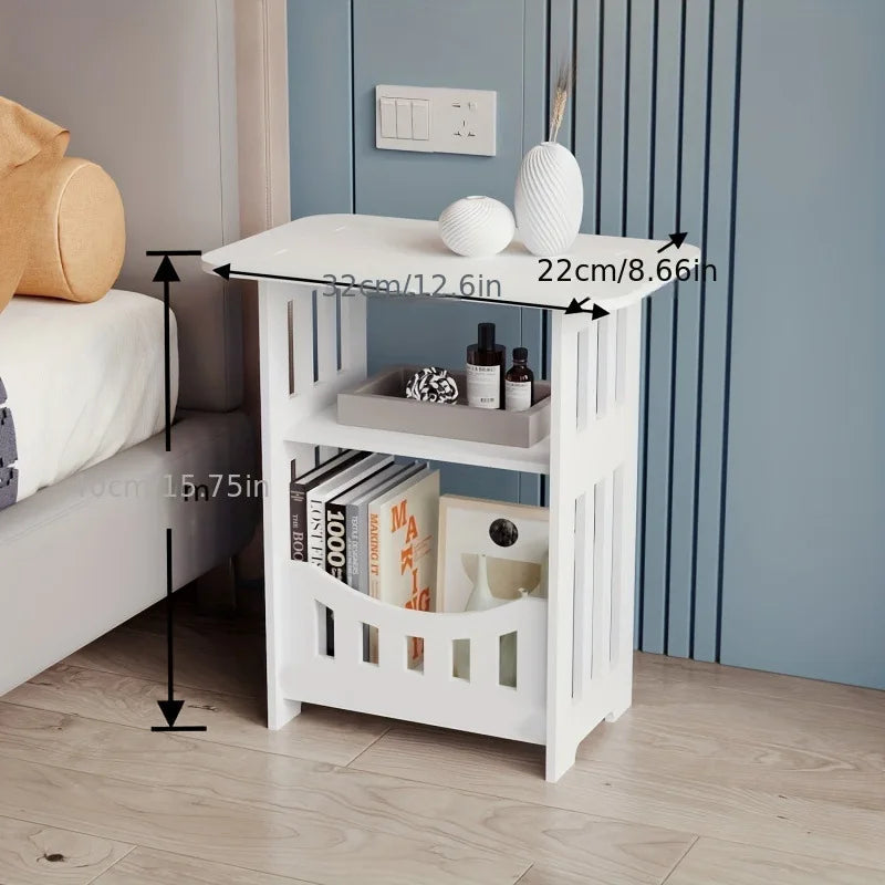Modern Nordic Style Wooden Storage Table - Multipurpose Bedside & Living Room Organizer, Non-Waterproof Wood Material