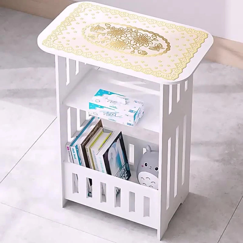 Modern Nordic Style Wooden Storage Table - Multipurpose Bedside & Living Room Organizer, Non-Waterproof Wood Material