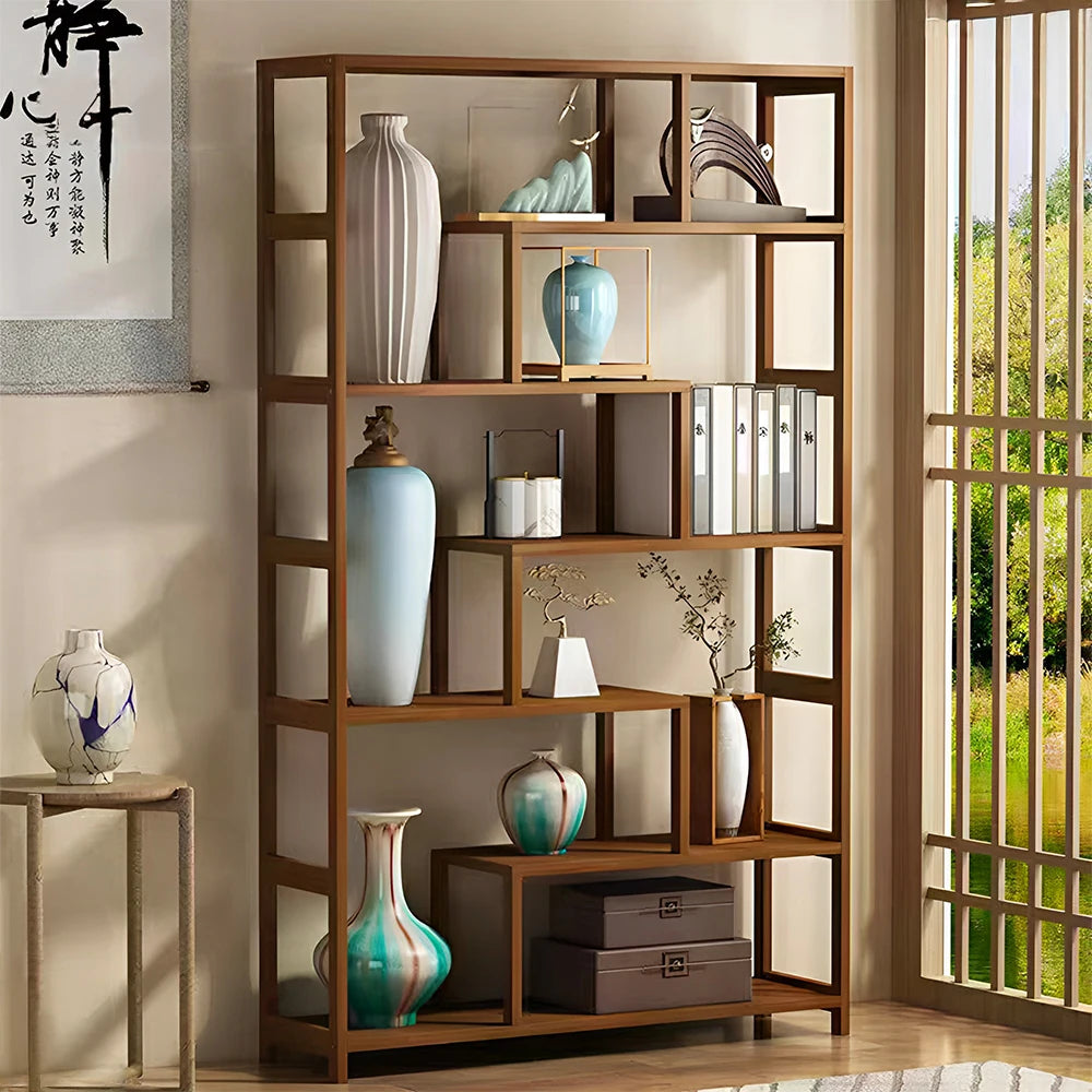 Staggered Wooden Bookcase