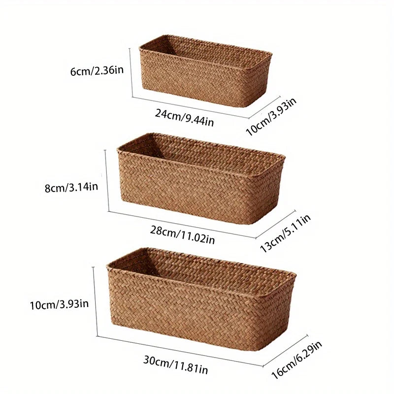 Storage Basket Handmade Woven Willow Storage Basket For Clothes Cosmetic Stationery Hairpins Jewelry Accessories