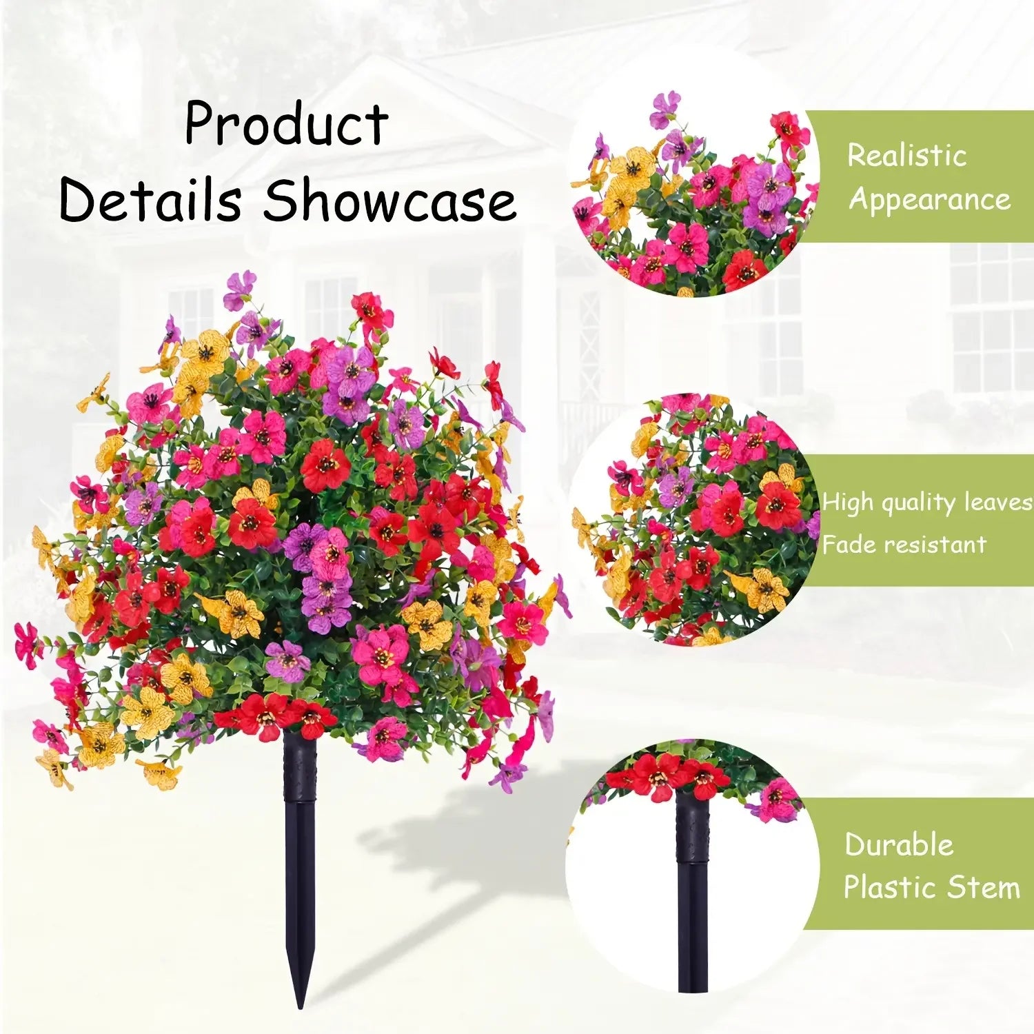 Artificial Flowers for Outdoor Indoor Garden Home Decoration Faux Daisy with Eucalyptus Leaves Fake Plants Greenery Porch Patio