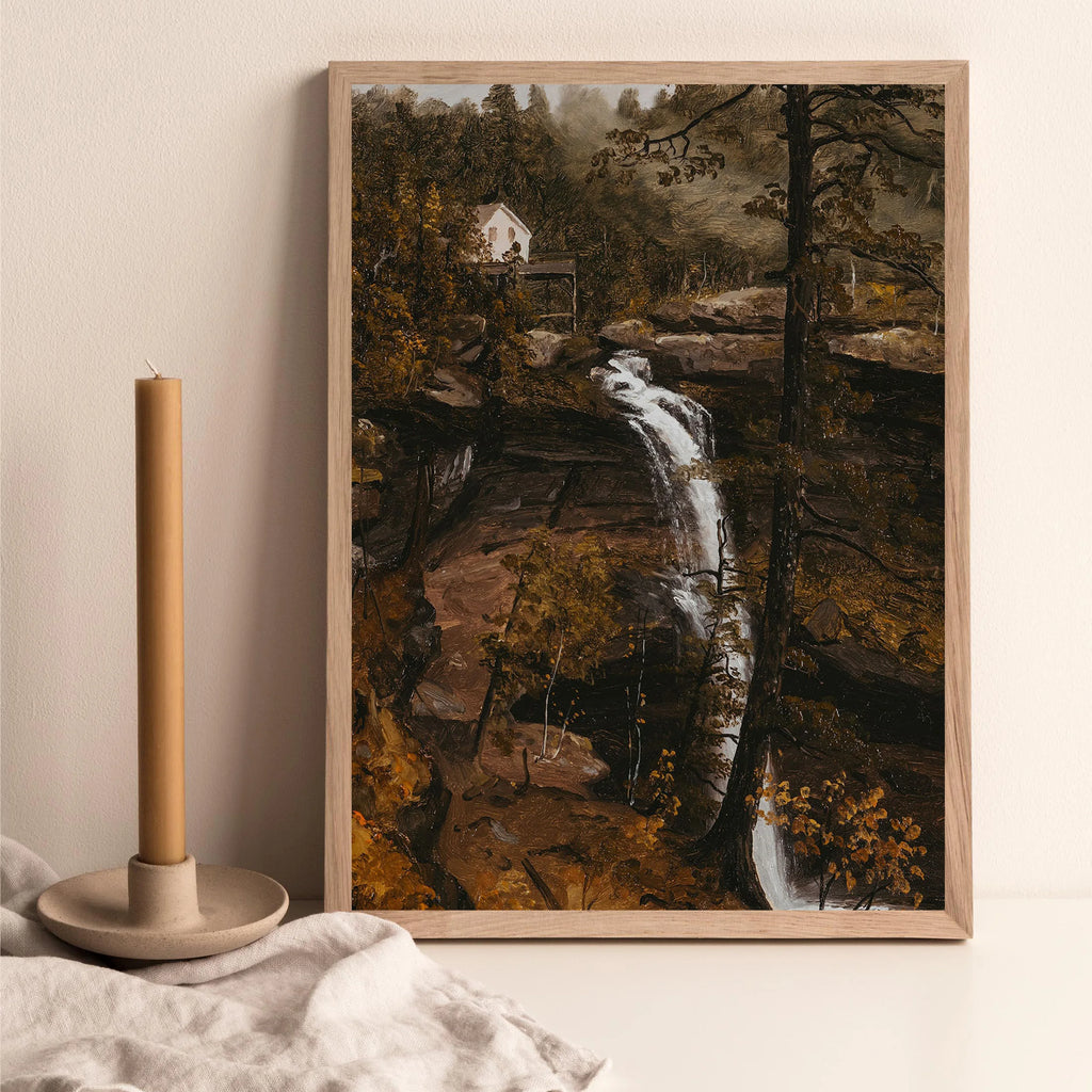 Canvas Painting Nordic Autumn Rural Farmhouse Forest Mountain River Landscape Retro Print Wall Art Picture Home Decor Wall Decor