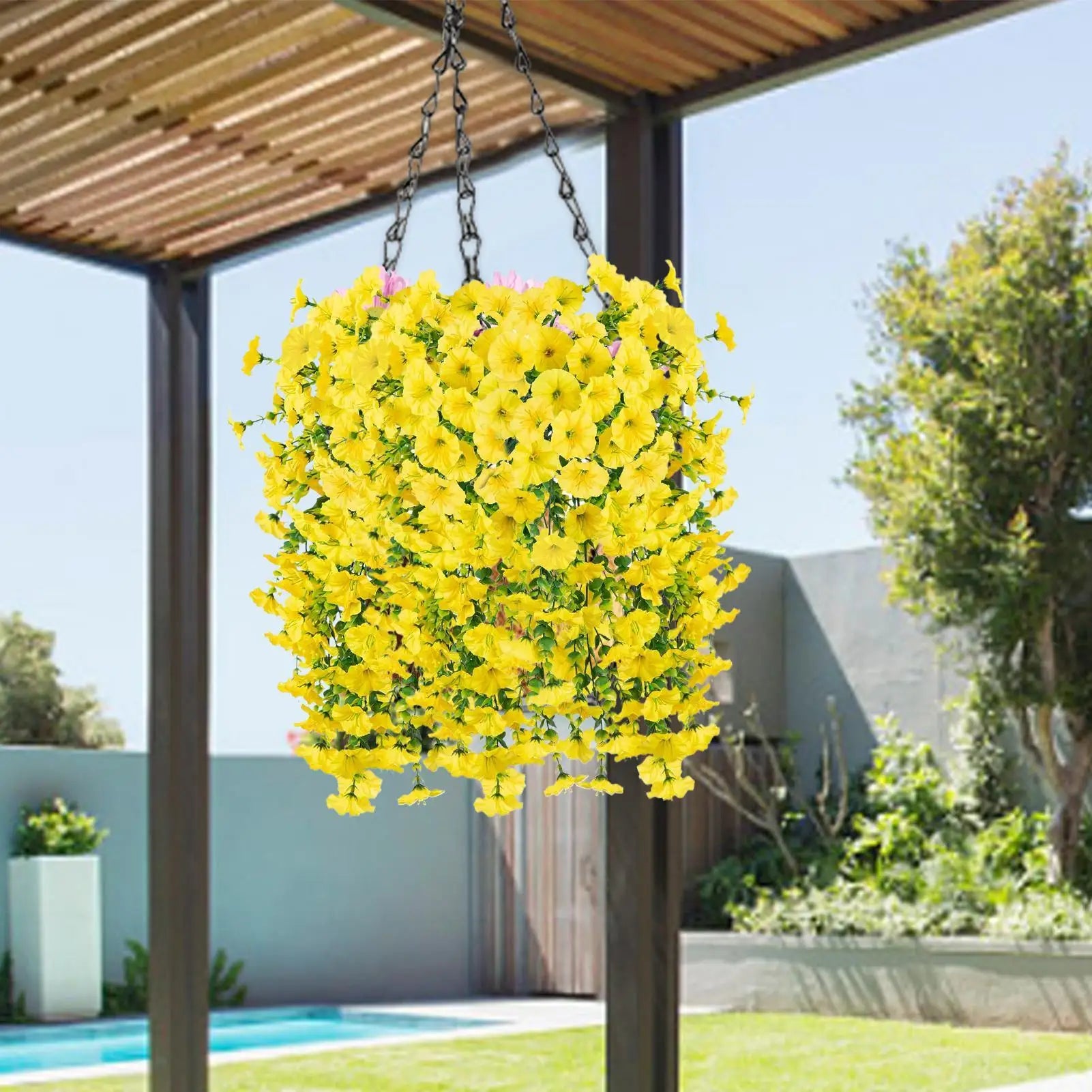 Fake Petunias 2 Pieces Faux Petunias Garden Flower Decor UV-Resistant Fake Plants For Porch Patio Garden Yard Wedding Party
