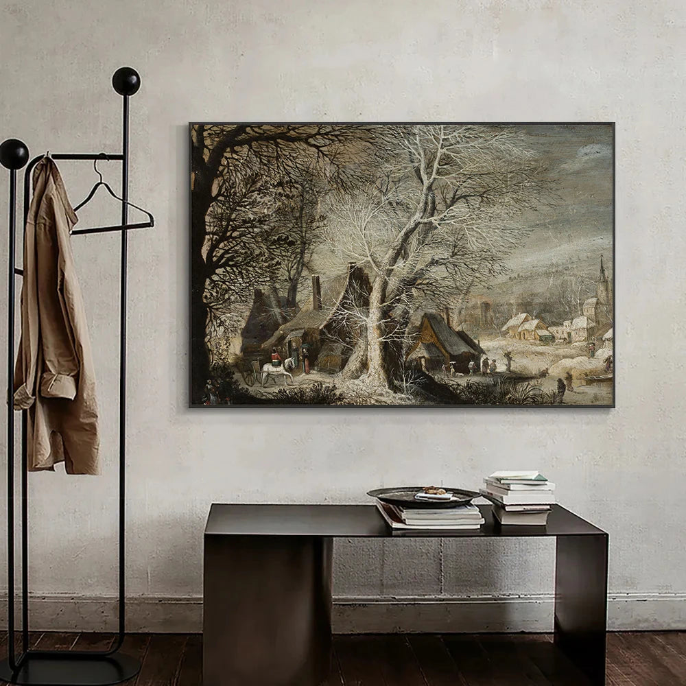 Canvas Painting Nordic Autumn Rural Farmhouse Forest Mountain River Landscape Retro Print Wall Art Picture Home Decor Wall Decor