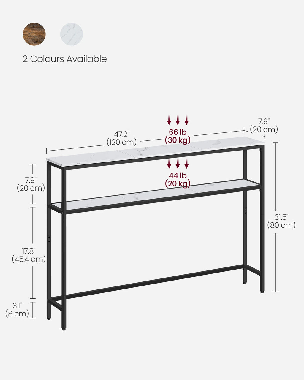 Slim 2-Tier Console Table