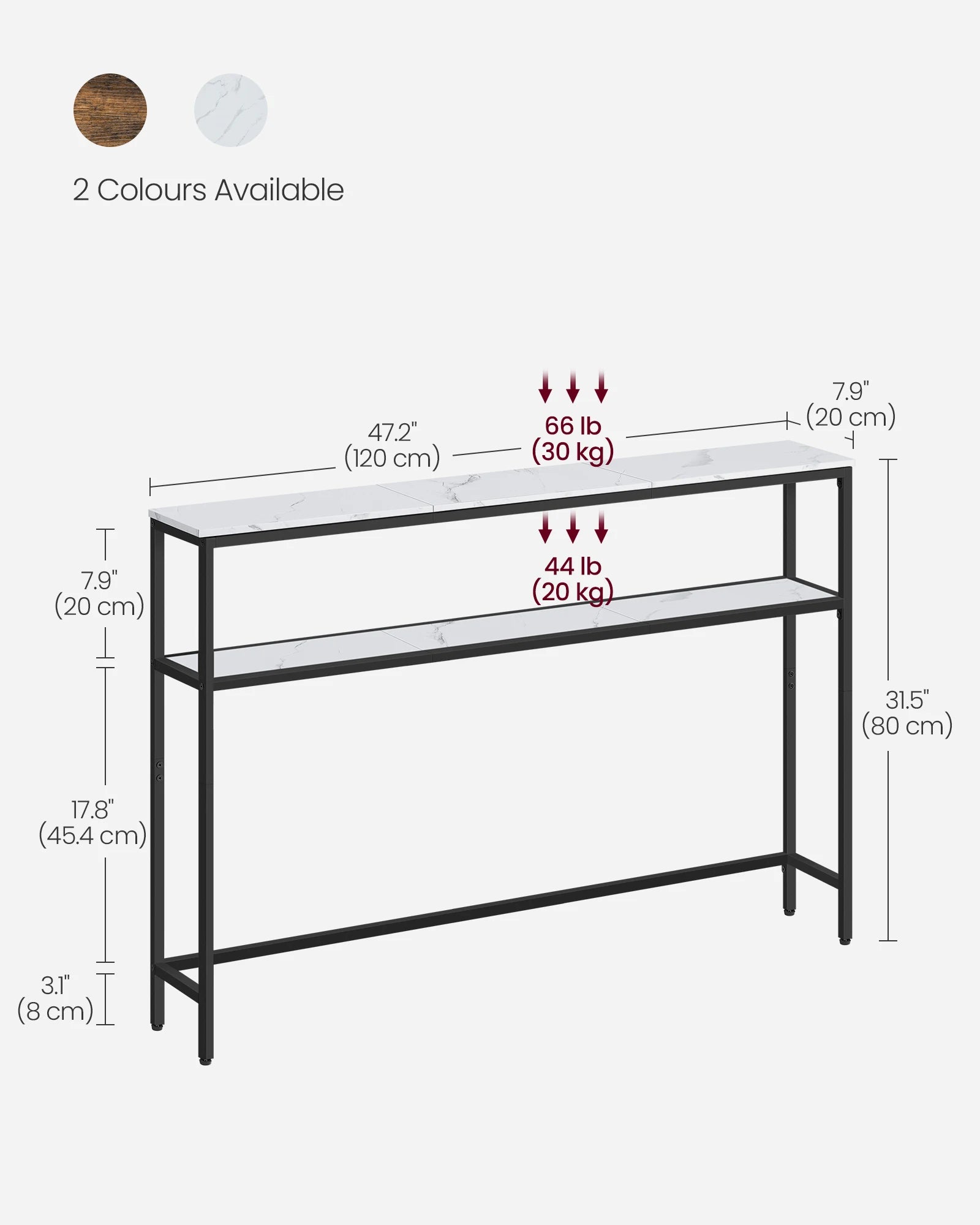Slim 2-Tier Console Table
