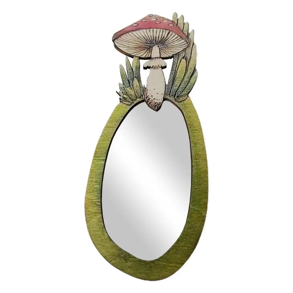 Decorative Wall Mirror Wooden Mushroom Forest Mirror Retro Mirror For Living Room Bedroom Bathroom Entryway Wall Decor