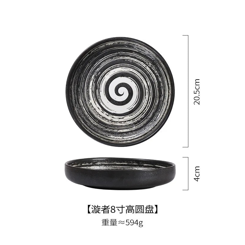Japanese Ceramic Disc Creative Western Dinner Plate Pizza Plate Pasta Flat Plate Nordic Home Restaurant Tableware
