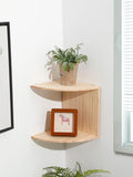 Wooden Corner Shelf Two-Layer Burlywood Shelf Boho Home Decoration Floating Wall Organizer Room Decors Aesthetic Wall Decor Gift