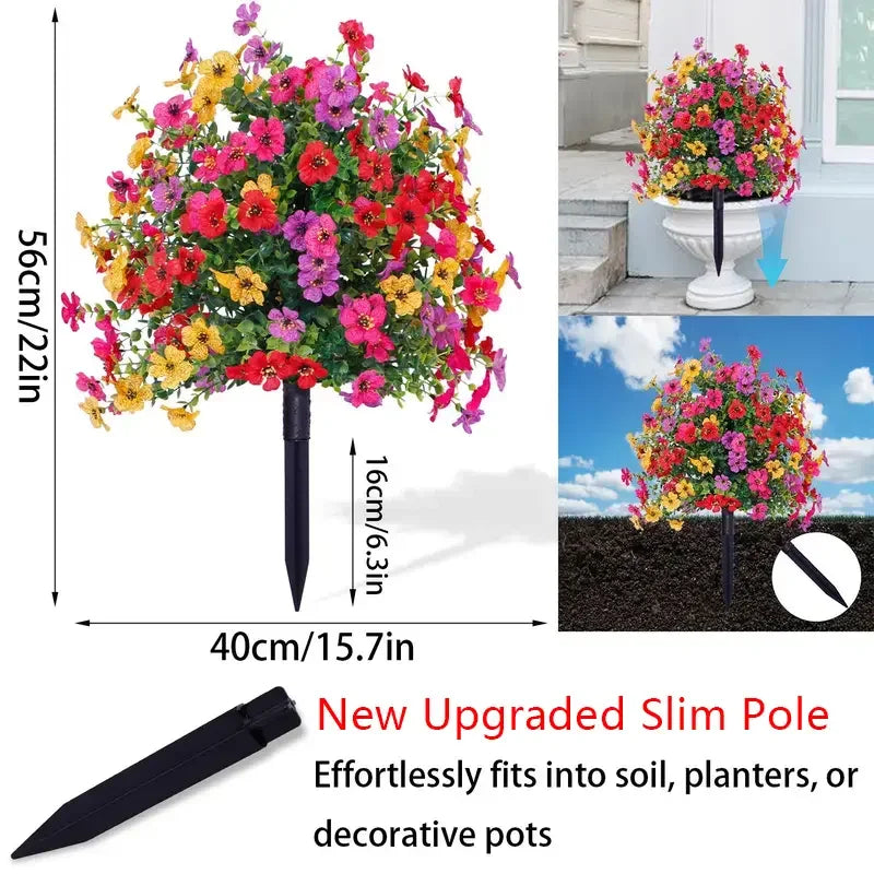 Artificial Flowers for Outdoor Indoor Garden Home Decoration Faux Daisy with Eucalyptus Leaves Fake Plants Greenery Porch Patio