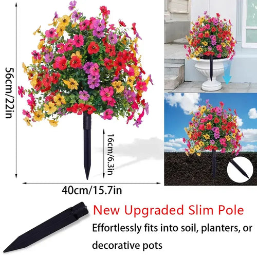 Artificial Flowers for Outdoor Indoor Garden Home Decoration Faux Daisy with Eucalyptus Leaves Fake Plants Greenery Porch Patio