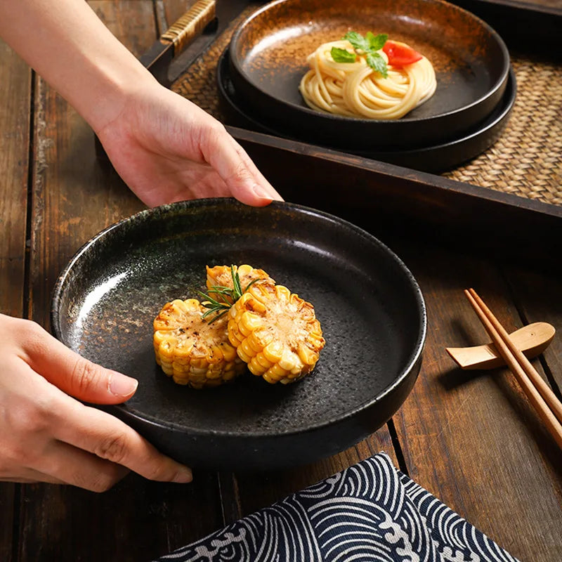Japanese Ceramic Disc Creative Western Dinner Plate Pizza Plate Pasta Flat Plate Nordic Home Restaurant Tableware