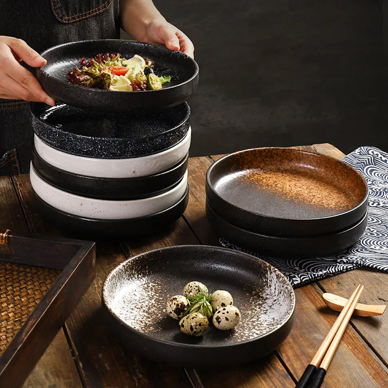 Japanese Ceramic Disc Creative Western Dinner Plate Pizza Plate Pasta Flat Plate Nordic Home Restaurant Tableware