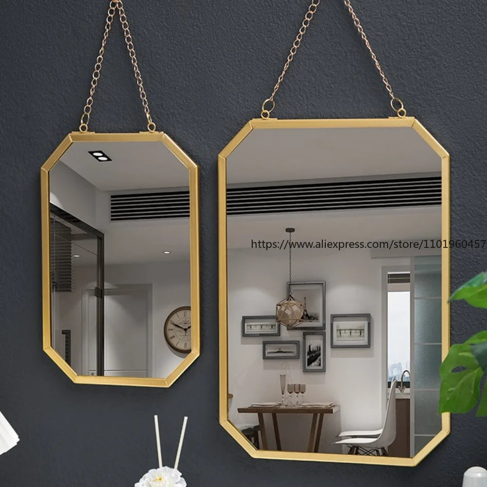 Nordic-Style Wrought Iron Square Wall-Mounted Mirror BathroomWall-Mounted Vanity Mirror Wall-Mounted Makeup