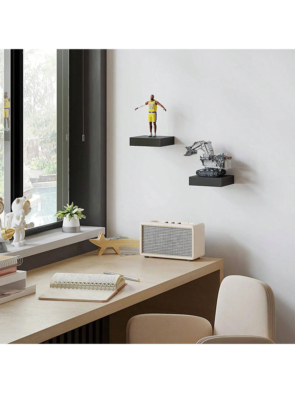 Square Floating Shelf Wood Wall Small Shelves for Living Room Decor Display Stand Bedroom Bathroom Decorative Floating Shelf