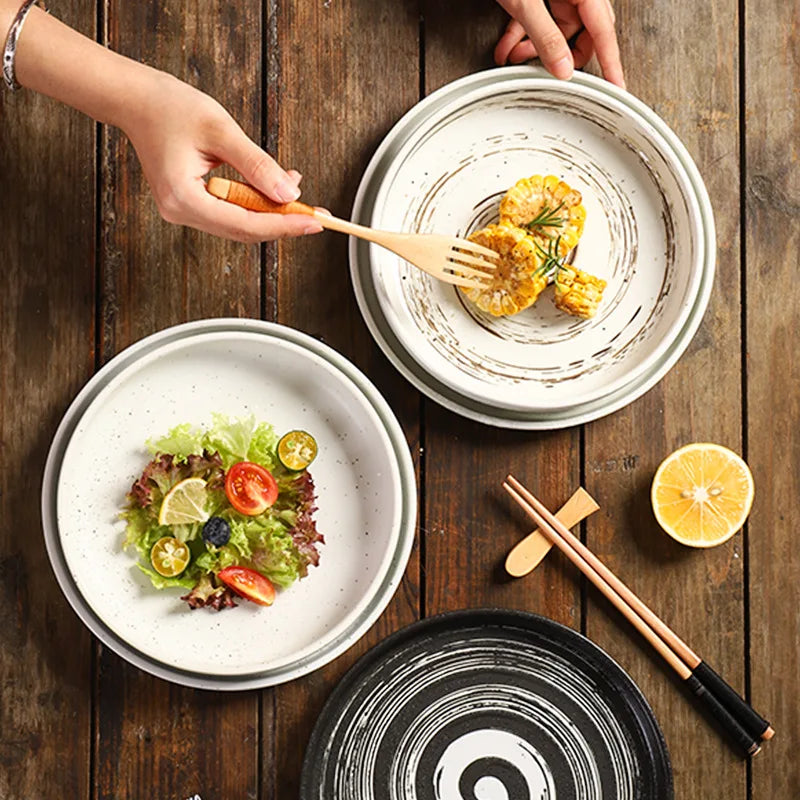 Japanese Ceramic Disc Creative Western Dinner Plate Pizza Plate Pasta Flat Plate Nordic Home Restaurant Tableware