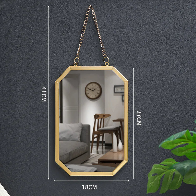 Nordic-Style Wrought Iron Square Wall-Mounted Mirror BathroomWall-Mounted Vanity Mirror Wall-Mounted Makeup