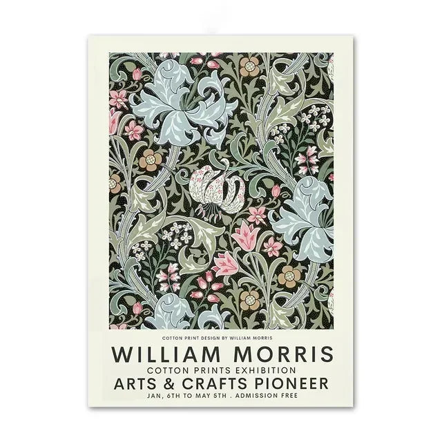 Nordic Canvas Painting Poster Aesthetics HD Print Wall Pictures William Morris Museum Series Vintage Living Room Decoration