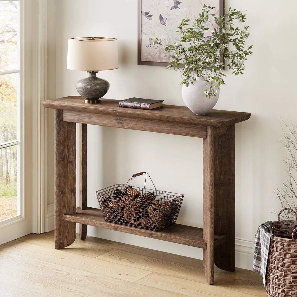 Walnut 2-Tier Console Table