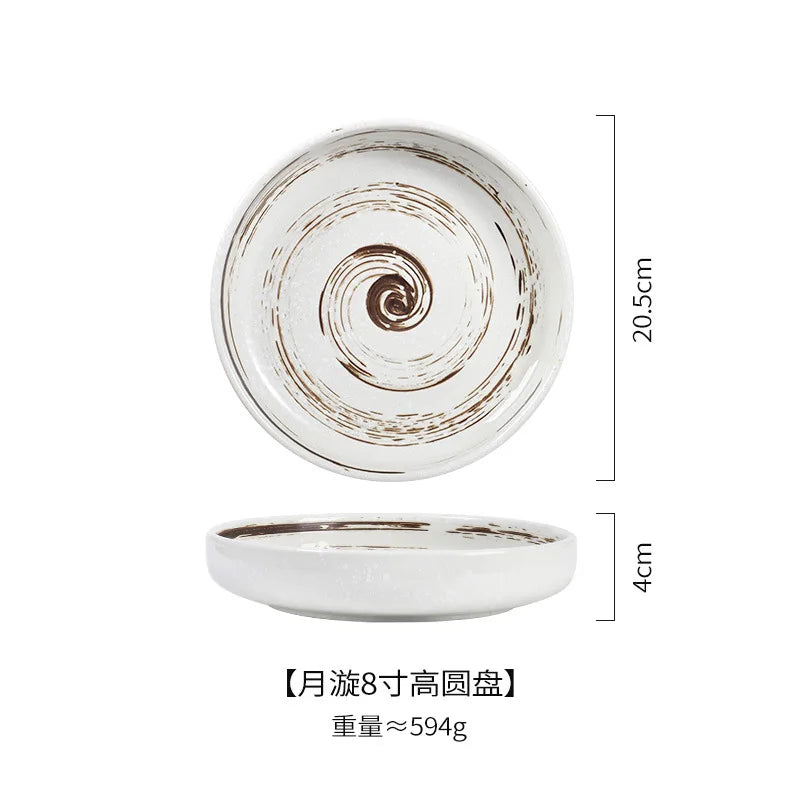 Japanese Ceramic Disc Creative Western Dinner Plate Pizza Plate Pasta Flat Plate Nordic Home Restaurant Tableware
