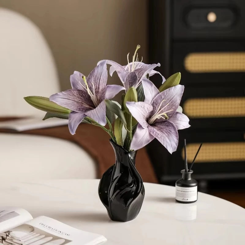 Nordic Ceramic Vase Abstract Grass Dried Real Flower Living Dinning Room Cabinet Office Desktop Decoration Gift
