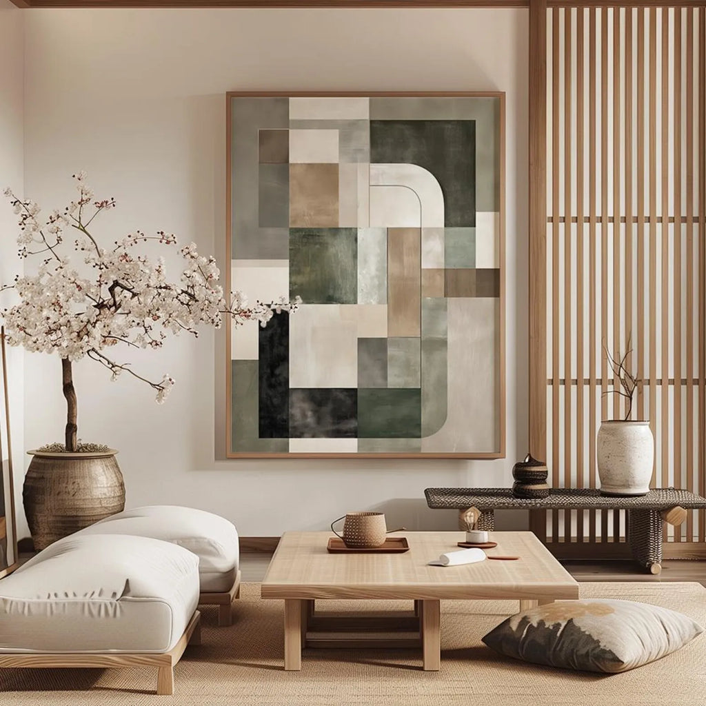 Abstract Japandi Oil Painting