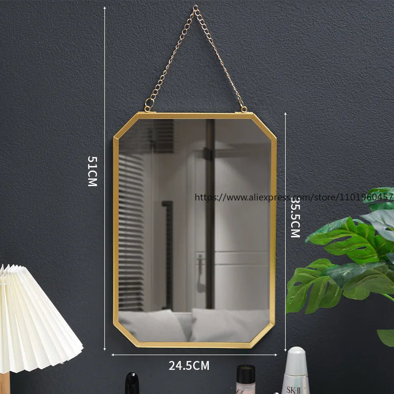 Nordic-Style Wrought Iron Square Wall-Mounted Mirror BathroomWall-Mounted Vanity Mirror Wall-Mounted Makeup