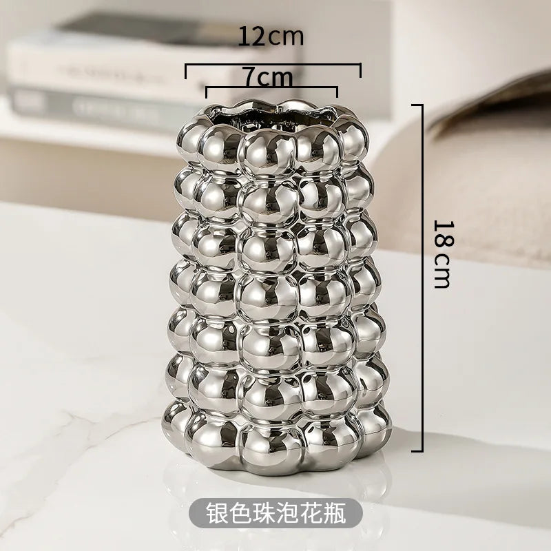 Nordic Ceramic Vase Ornaments Living Room Flower Arrangement Hydroponics Dried Flower Art Home Decoration Electroplating Vase